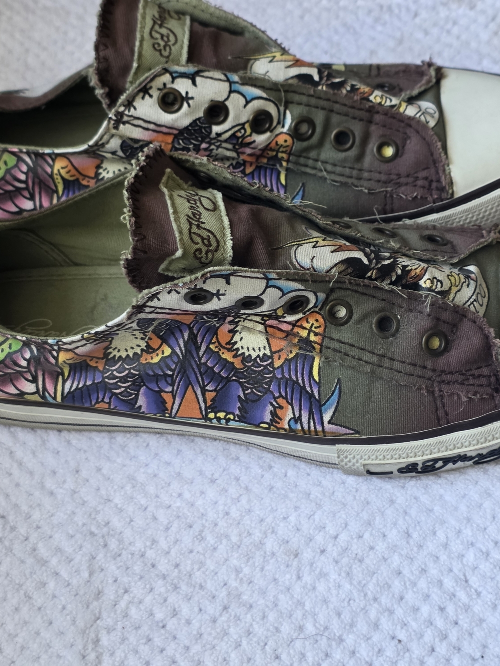 Ed Hardy Multicolor Canvas Slip-On Sneakers